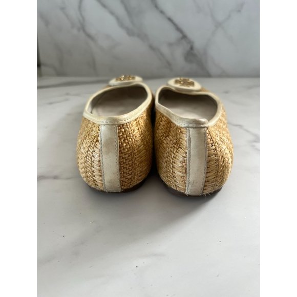 TORY BURCH Raffie Cream Ballet Flats Sz 8 - Picture 4 of 7